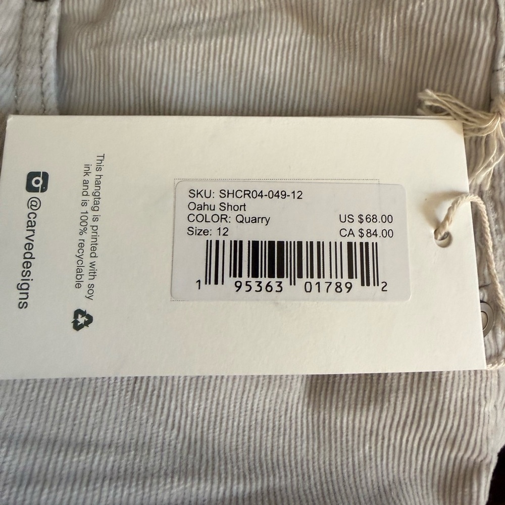 Women's NWT Carve Designs Oahu 4" Short in Quarry Size 12 - Picture 5 of 6